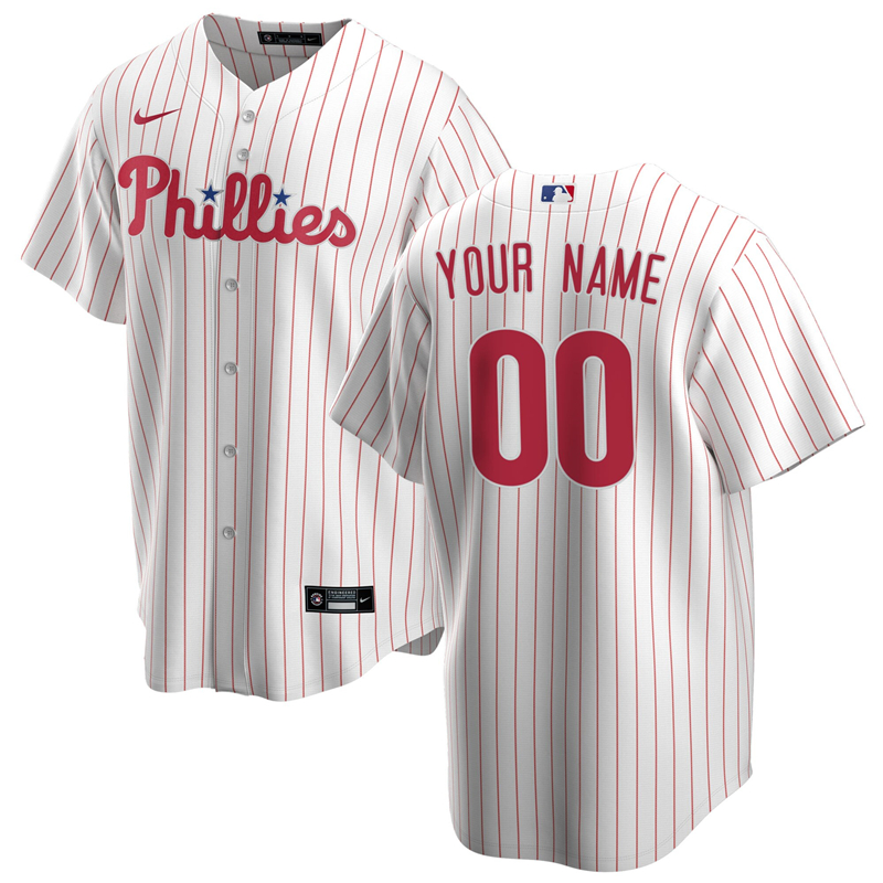 2020 MLB Men Philadelphia Phillies Nike White Red Home 2020 Replica Custom Jersey 1->customized mlb jersey->Custom Jersey